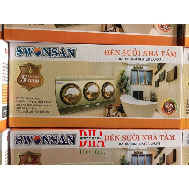 ĐÈN SƯỞI NHÀ TẮM SWONSAN 3 BÓNG CHỐNG LÓA MẮT - BẢO HÀNH CHÍNH HÃNG 5 NĂM