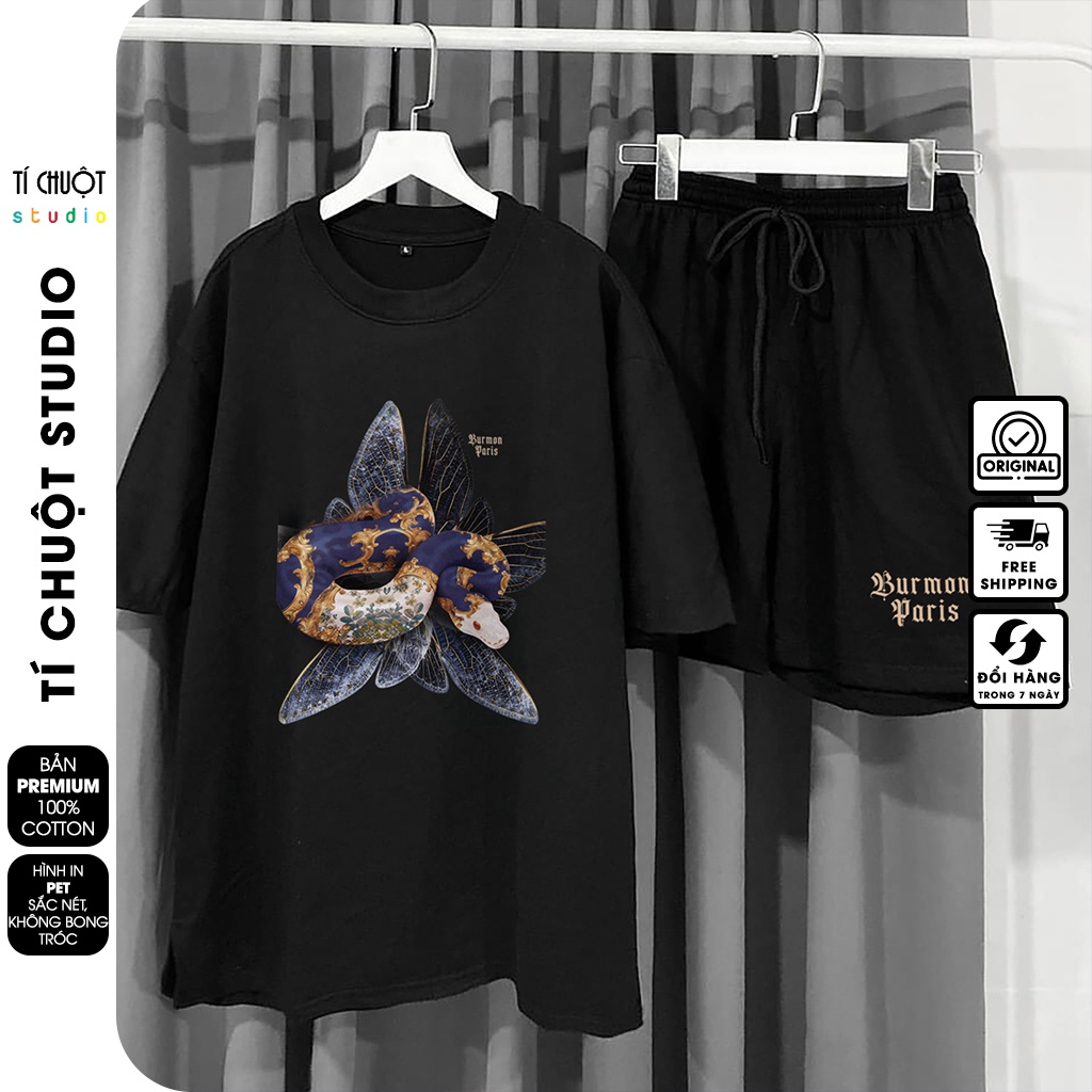 Bộ quần áo nam nữ Burmon Snake , set bộ thể thao unisex cotton mặc nhà mùa hè - Tí Chuột Studio