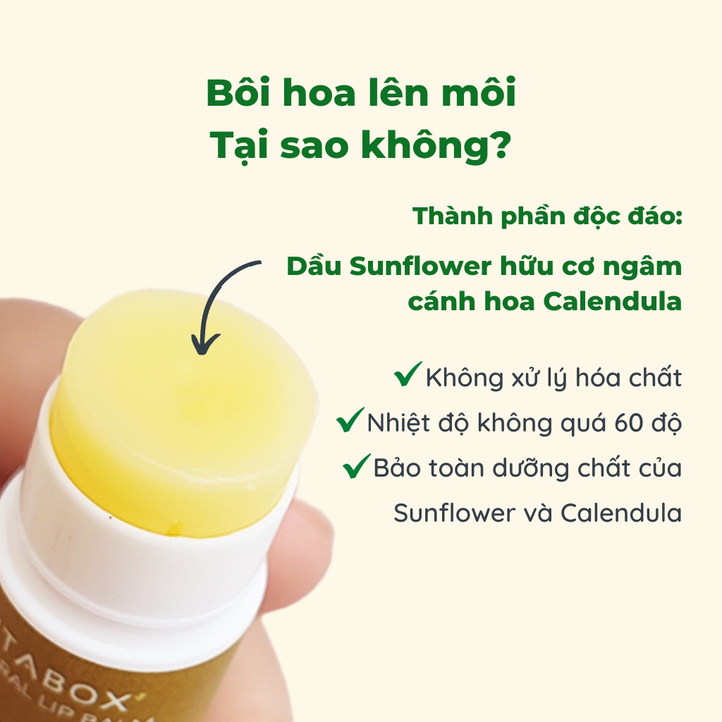 Son dưỡng không màu VITABOX Lip Balm giúp môi ẩm mềm hồng hào, dùng lâu không thâm môi, cho mẹ bầu trẻ em nam giới