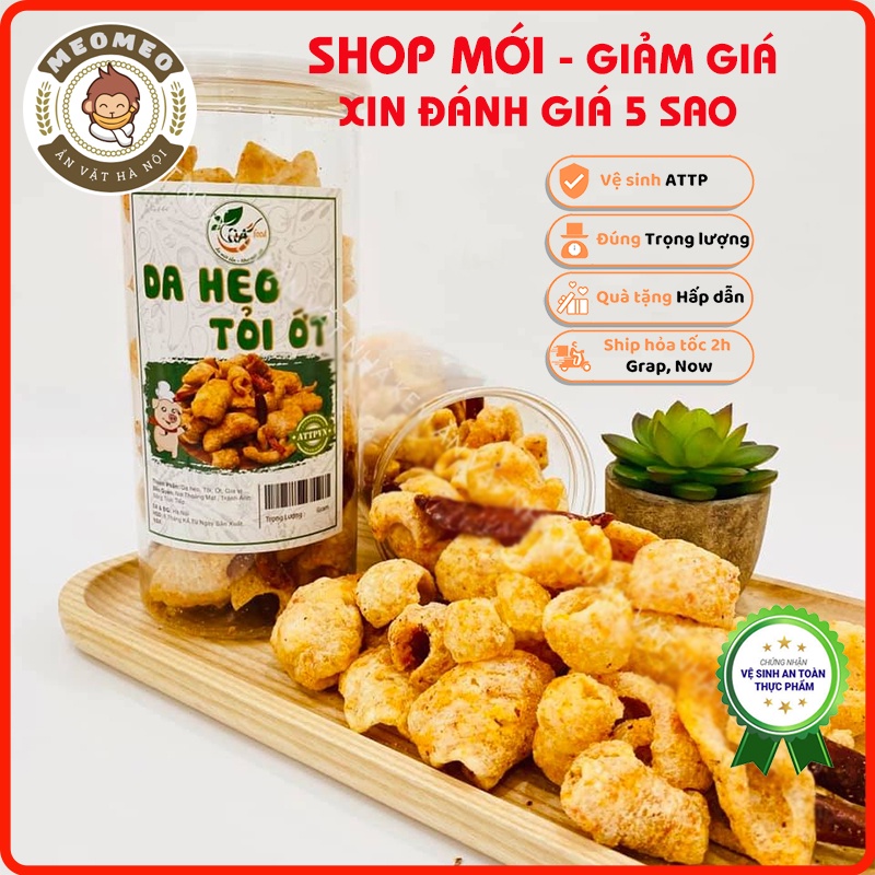 Da heo tỏi ớt 160g MEOMEO đồ ăn vặt Hà Nội vừa ngon vừa rẻ, tốt cho sức khỏe, ít béo