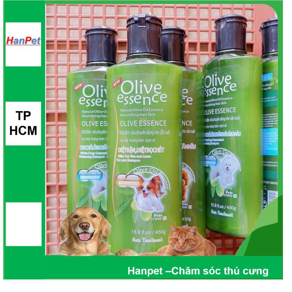 Sữa tắm tinh dầu ô liu OLIVE lông trắng Siêu mềm mượt dung tích 450ml loại cho chó mèo lông trắng