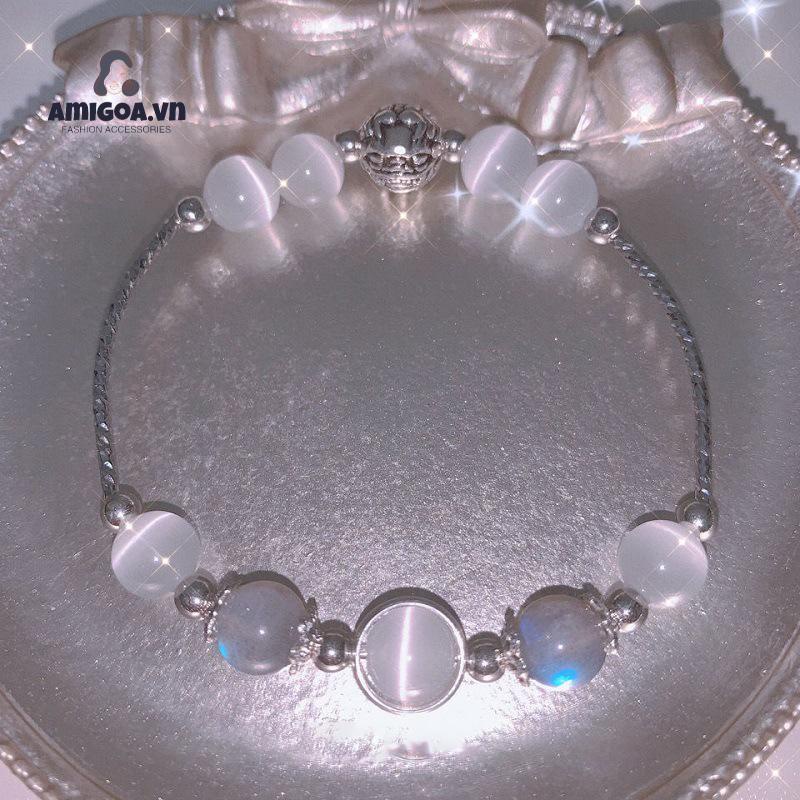 ✨✨Vòng Tay Đá Mặt Trăng Pha Lê Cho Cặp Đôi / Bạn Thân Phong Cách Pixiu Cổ Điển