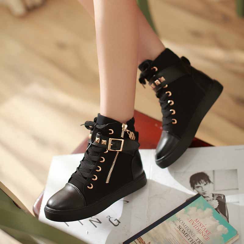 Giày Thể Thao Canvas Cổ Cao Đế Độn Tăng Chiều Cao Phối Khóa Kéo Họa Tiết Da Báo/Hoa Cho Nữ