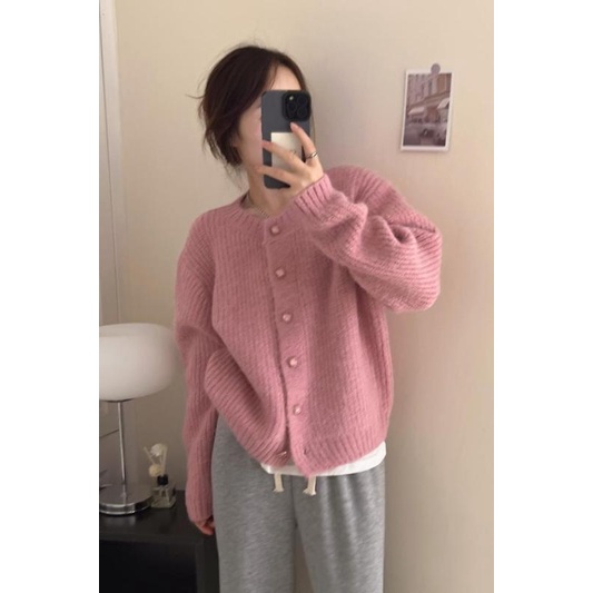 Áo khoác len cardigan NZN dáng rộng màu trơn phong cách Hàn Quốc thời trang thu đông mới