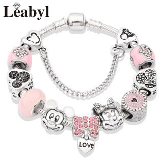 Vòng Tay Kim Loại Mặt Hình Chuột Mickey Và Minnie Cho Bé