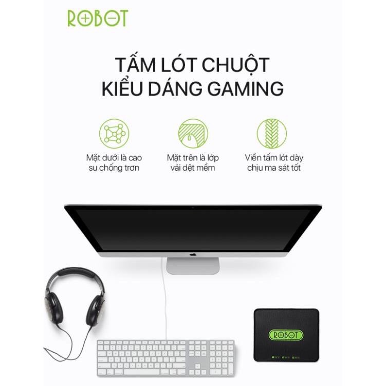 Tấm Lót Chuột/Bàn Di Chuột Kiểu Dáng Gaming ROBOT RP01 Black – BẢO HÀNH 12 THÁNG