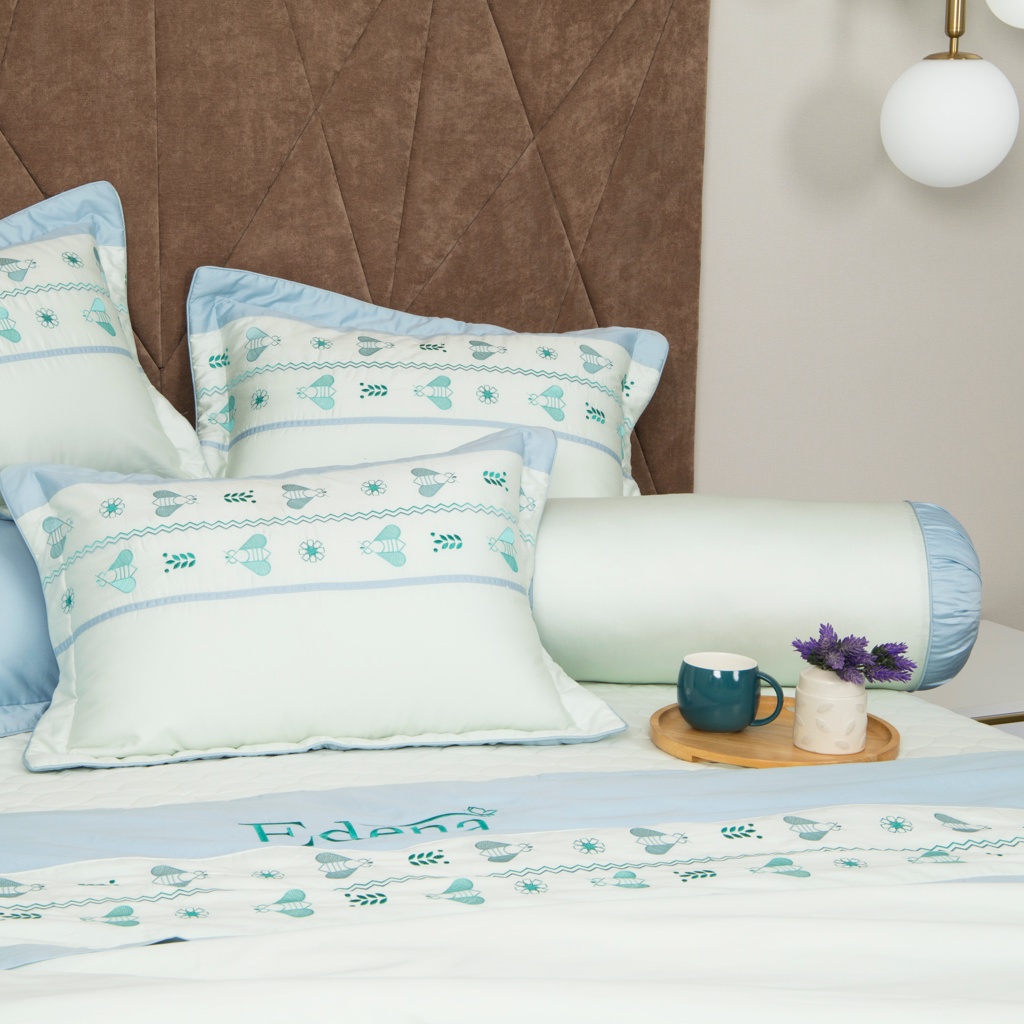 Bộ ga  nệm Cotton Đặc Biệt Edena mẫu 529 - Chính Hãng , Cao Cấp Maybeding