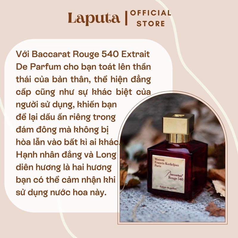 Nước Hoa Unisex MFK Baccarat Rouge 540 Extrait De Parfum, Mẫu thử 2ml, 5ml, 10ml