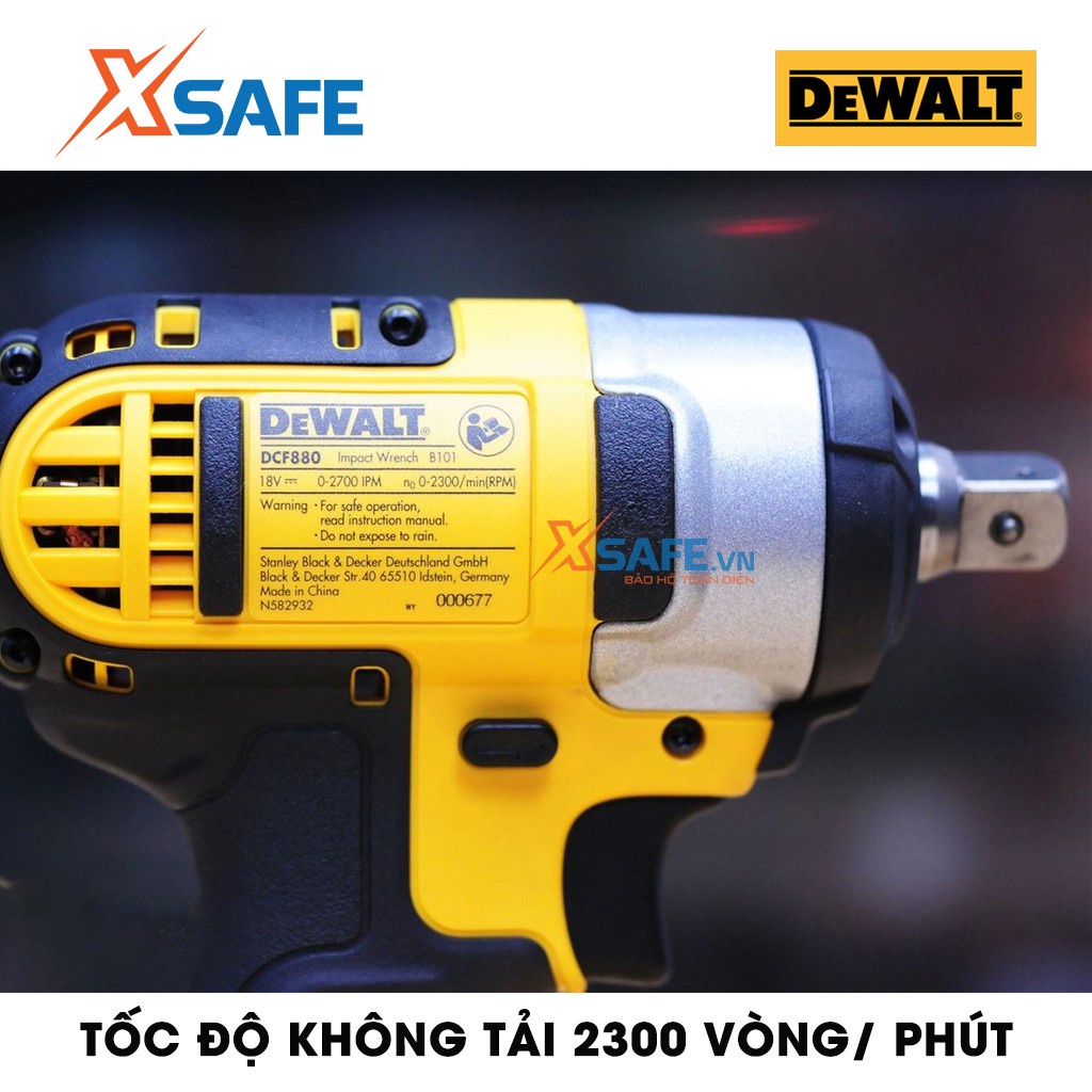 Máy siết bulong cầm tay DEWALT DCF880D2-B1 dùng pin 18V, đầu lắp bu lông 1/2inch, kèm 2 pin 2Ah, 1 sạc - chính hãng