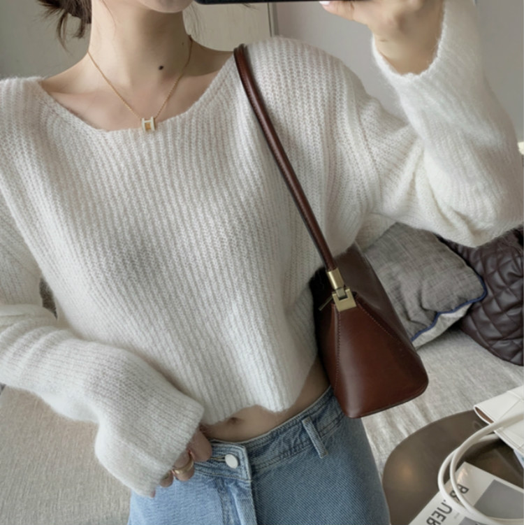 Áo Dệt Kim Tay Dài Cổ Tròn Màu Trơn Thời Trang Mùa Thu