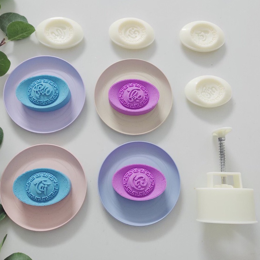 Khuôn lò xo làm bánh trung thu, bánh dẻo, bánh in, ép xôi hình thỏi vàng 4 mặt Phúc Lộc Thọ Tài