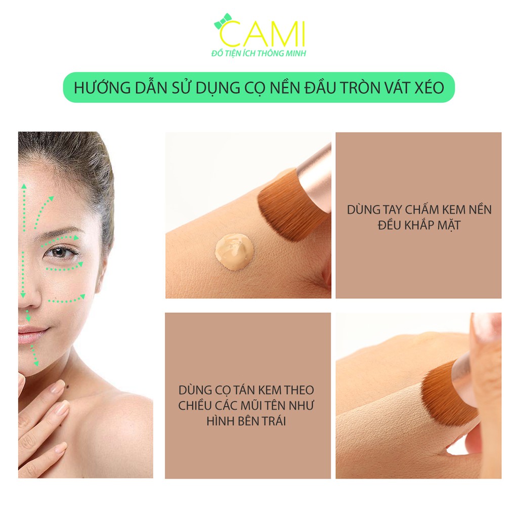 Cọ tán kem nền đầu xéo cho da ăn phấn đẹp mịn không tì vết - Cami - CMPK171