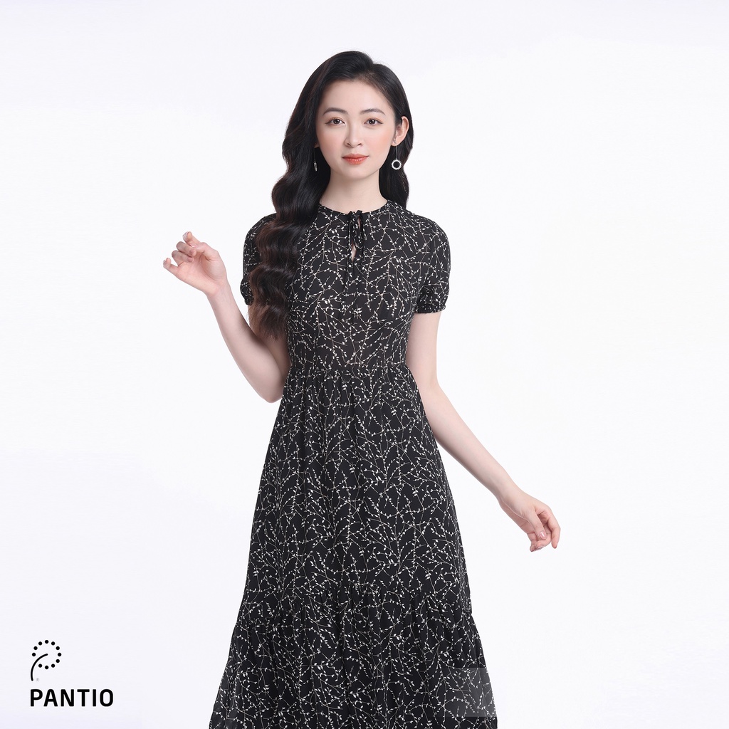 Đầm Công Sở chất voan mềm mại cổ thắt nơ kèm hoạ tiết thời trang FDC32677 - PANTIO