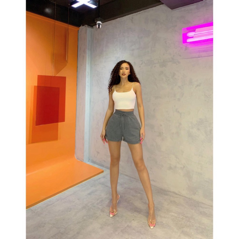 Quần short chữ A chất vải thun bo gân màu đen/ tím/ trắng CRQ028 pyenstore