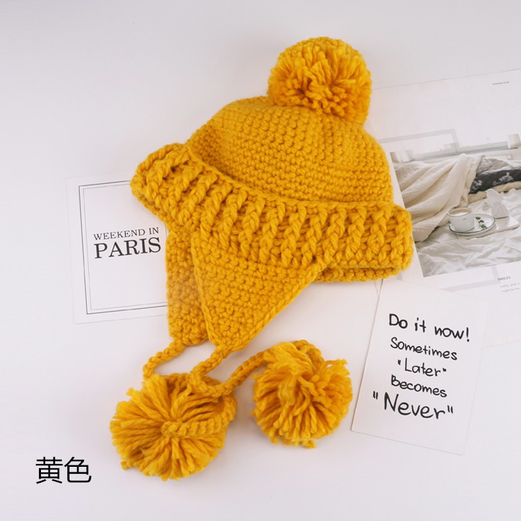 Mũ Len Dệt Kim Màu Trơn Phong Cách Hàn Quốc Dễ Thương Thời Trang Mùa Đông Cho Nữ