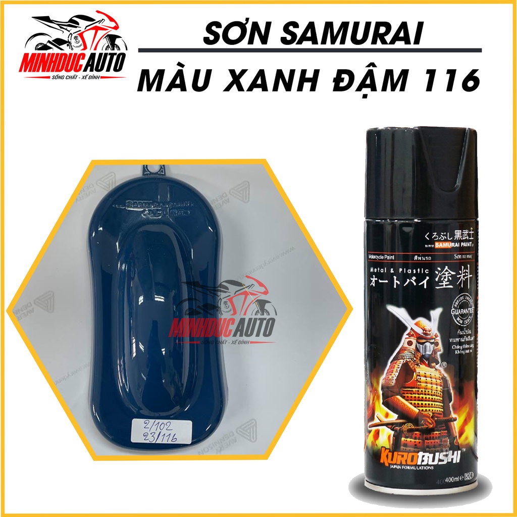 sơn xịt sơn xe máy Samurai 116 màu xanh dương đậm nhập khẩu từ Malaysia.