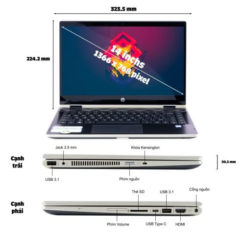 Laptop HP Pavilion x360 dh0103TU i3 8145U/4GB/1TB/Touch/Win10 (6ZF24PA) | BigBuy360 - bigbuy360.vn