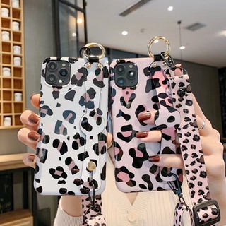 Ốp Điện Thoại Dẻo Họa Tiết Da Báo Thời Trang Kèm Dây Đeo Tay Cho iPhone 13 Pro max i11 i12 xs xr i7p i13
