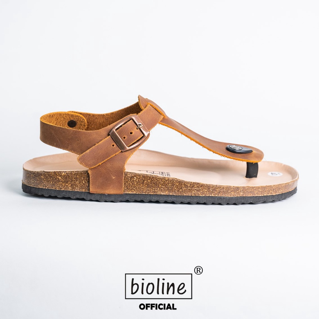 DK10 - Sandal Đế Trấu BIOLINE Official Quai Da Bò Tách Ngón Lót Pu Kem Chống Nước
