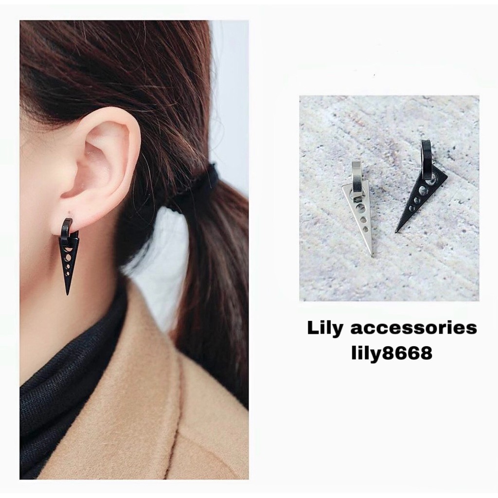 Hoop huggie Earrings Cross Triangle khuyên tai titan tam giác xỏ lỗ không gỉ không đen không dị ứng cho nam nữ