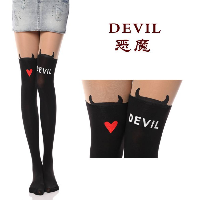 Vớ da quần tất giả đùi legging tattoo tights hoạ tiết