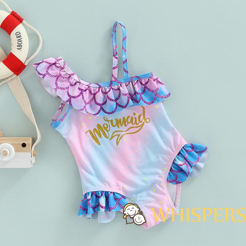 Whispers- Bikini Họa Tiết In Chữ Phối Bèo Họa Tiết Vảy Cá Màu Đồng Không Đối Xứng Cho Nữ