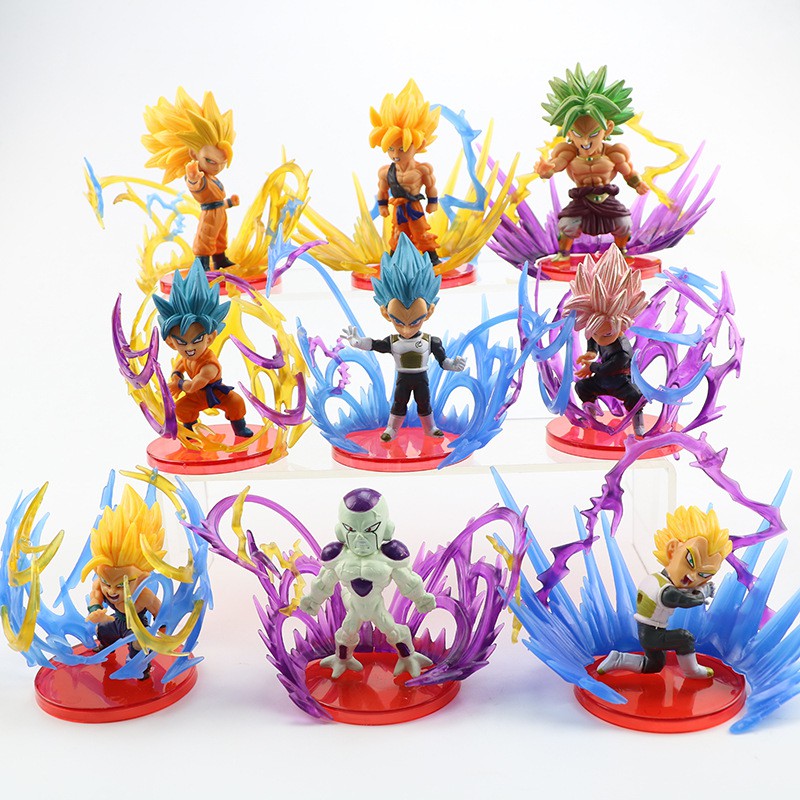 Mô hình chibi Dragonball Son Goku 7 viên ngọc rồng kèm sóng năng lượng đẹp mắt cao 6-8,5 CM