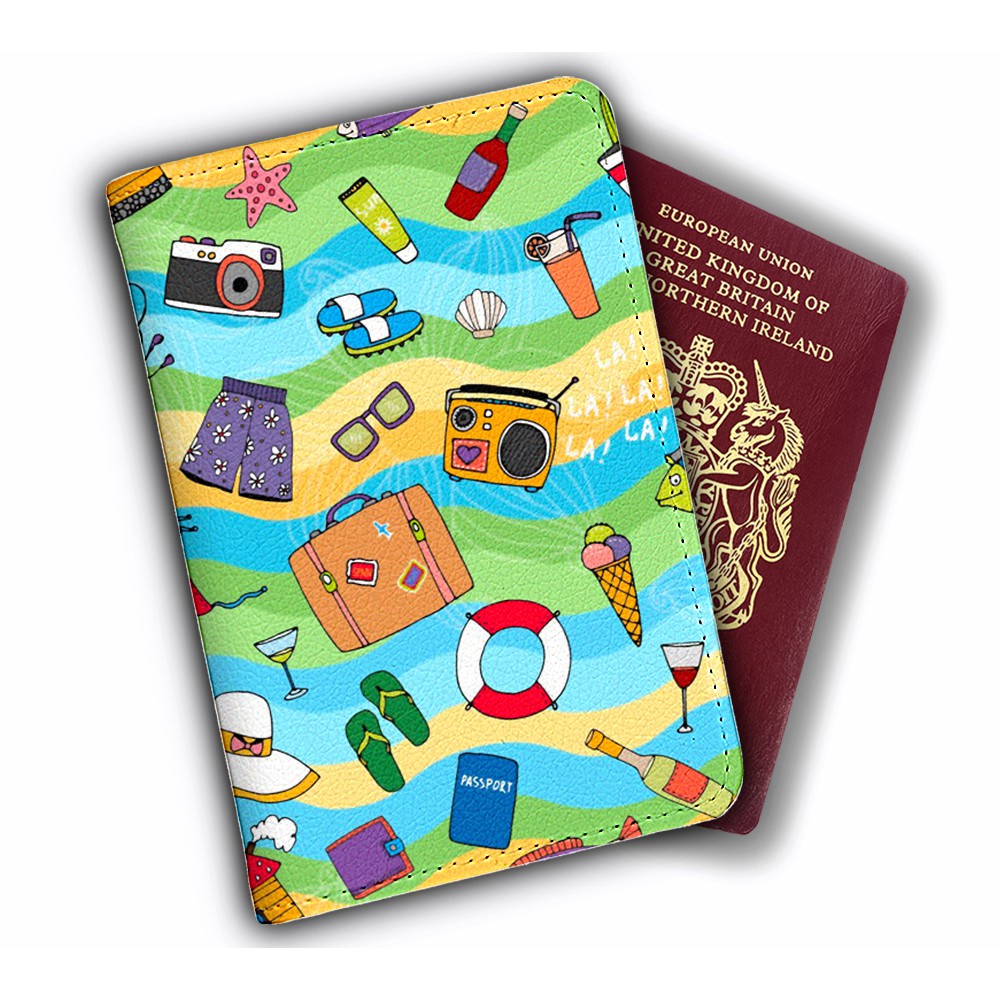 Bao Da Passport Cover GO TO THE BEACH Sắc Màu - Ví Đựng Hộ Chiếu Du Lịch Thiết Kế Tiện Lợi Đơn Giản Xinh Xắn - LT058