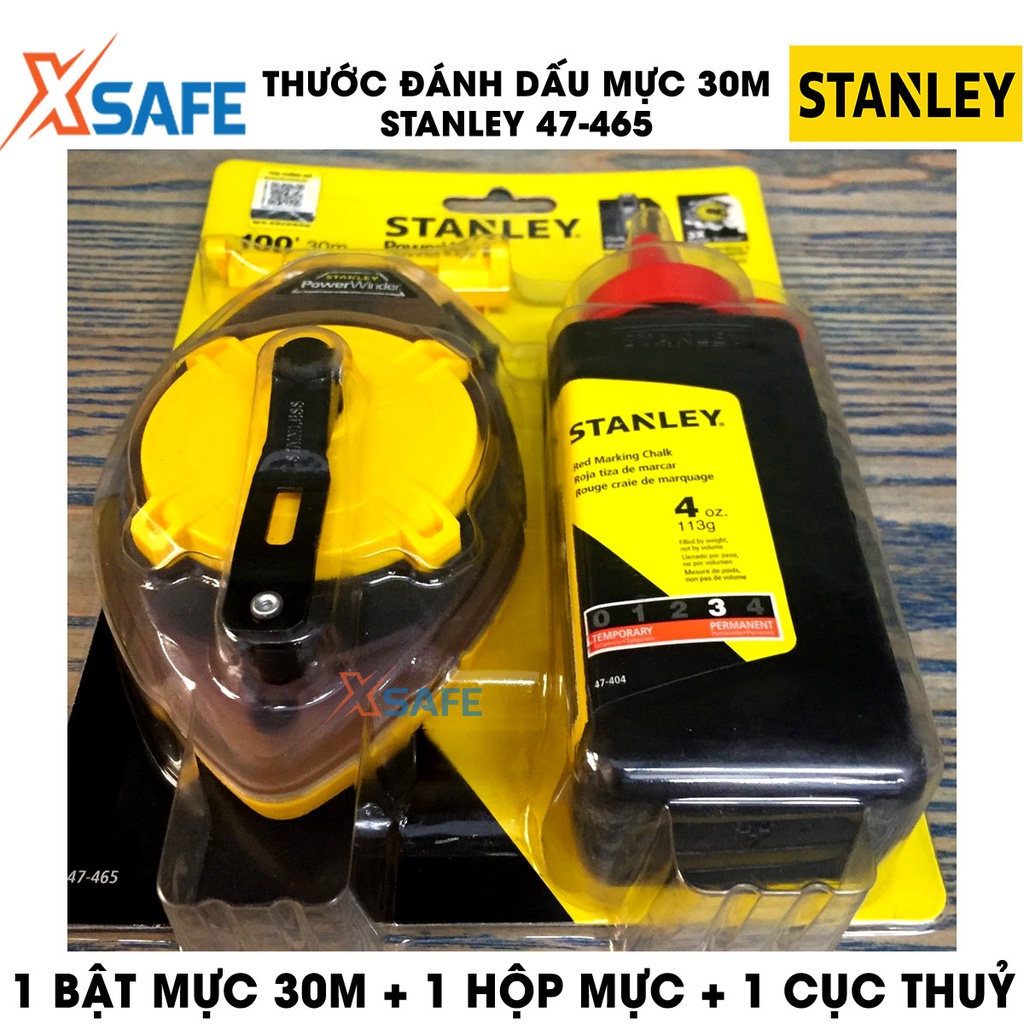 Thước đánh dấu mực STANLEY vỏ nhựa ABS Dụng cụ đánh dấu vạch mực Stanley đầu móc thép không gỉ, kiểu dáng nhỏ gọn