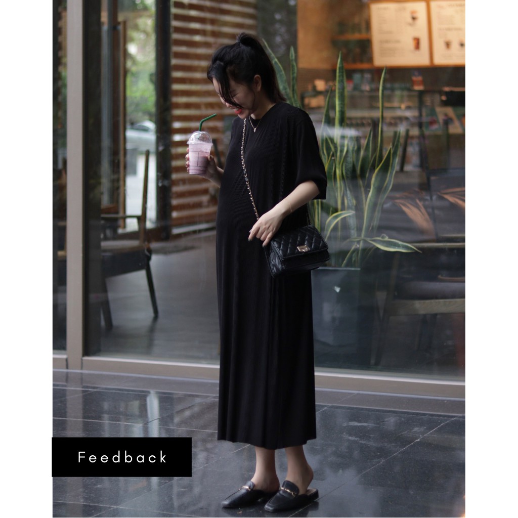 Váy dài vải gân MO Pleated