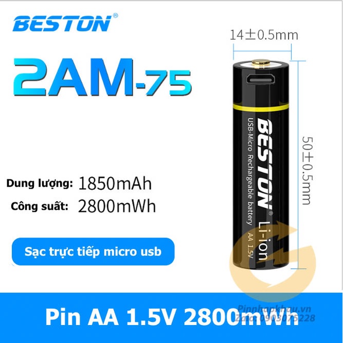 Pin sạc AA 1.5v Beston sạc trực tiếp trên pin 2220mWh - 2800mWh - 3500mWh - Bảo hành 1 đổi 1 trong 1 tháng