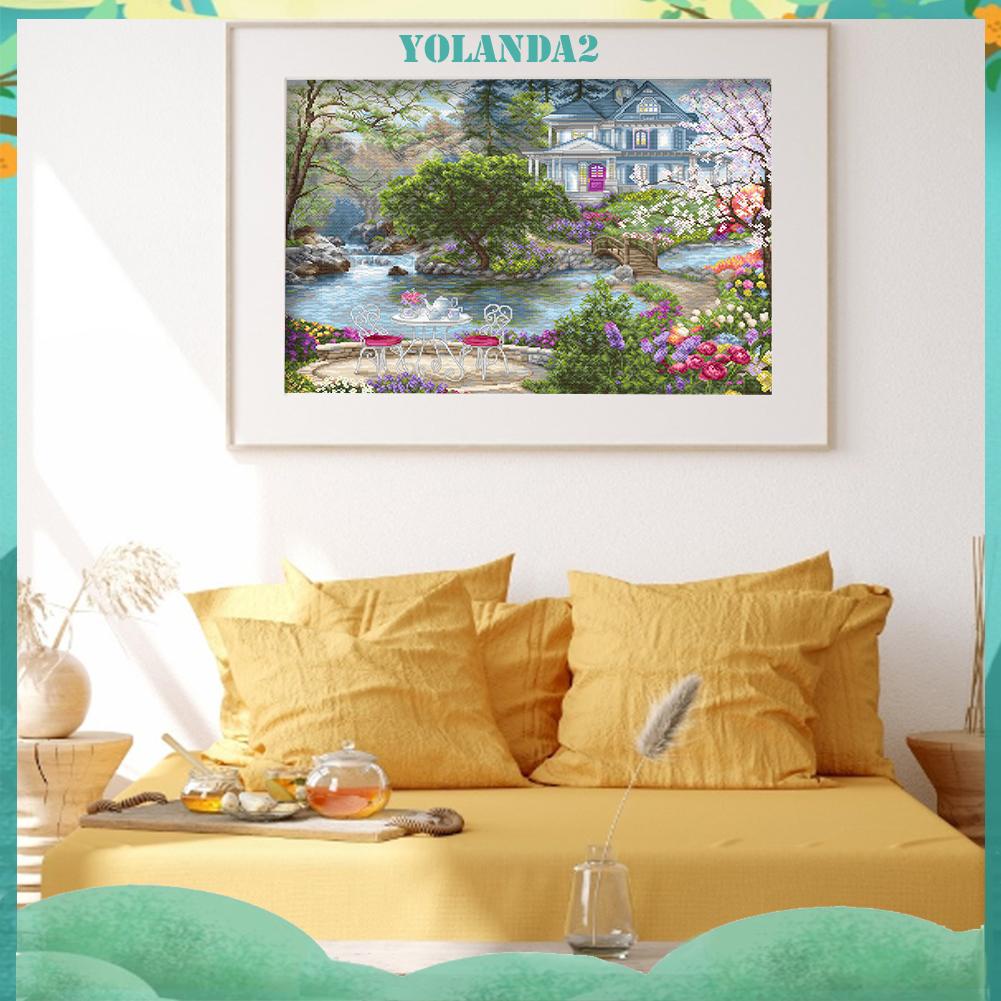 Bộ tranh thêu chữ thập hình biệt thự 11ct