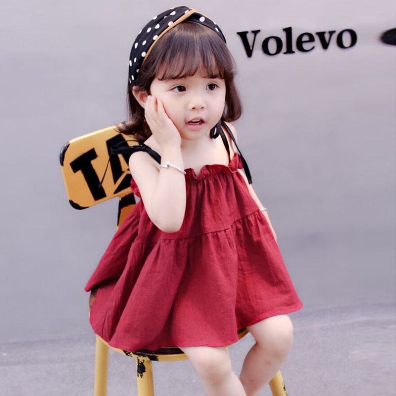 Đầm hai dây IQ ANGEL phong cách Hàn Quốc ngọt ngào dễ thương dành cho bé gái
