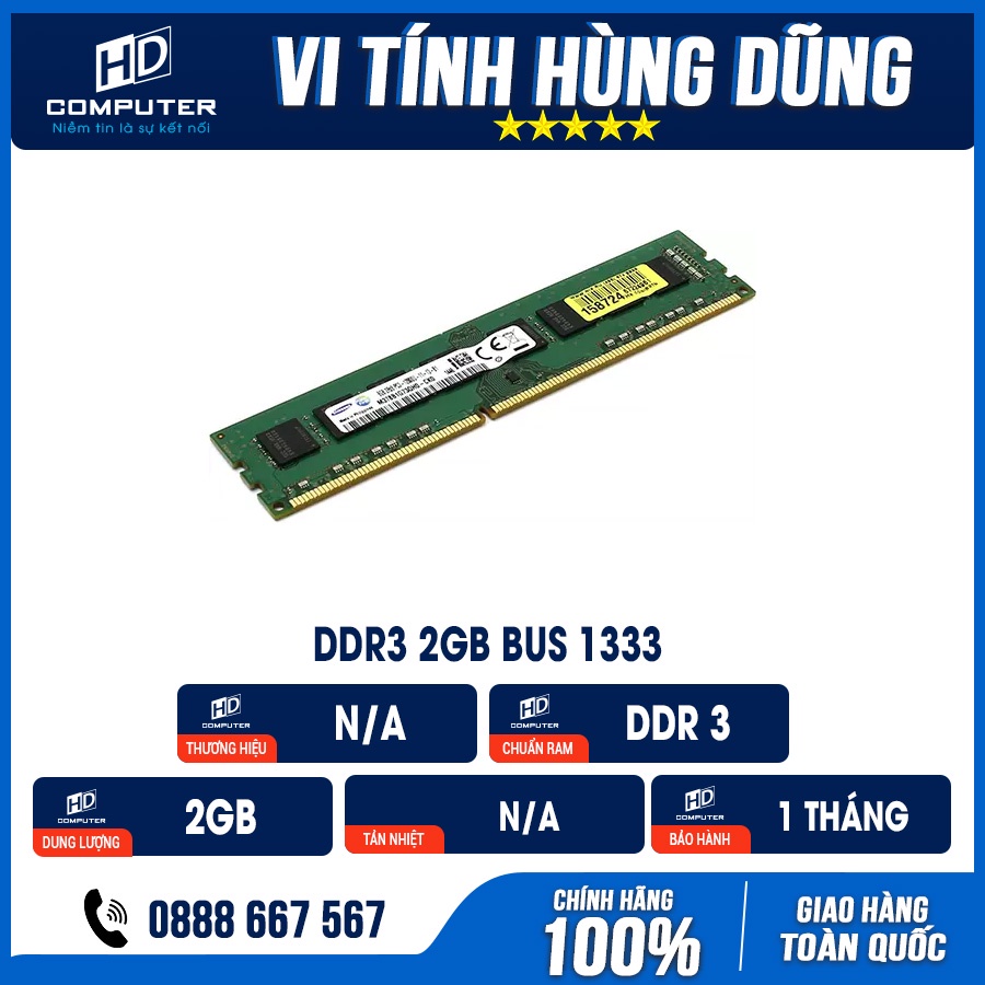 Ram máy tính bàn 2g ddr3 bus 1333 - 1600 2hand, chạy được G41, H61, H81, B75