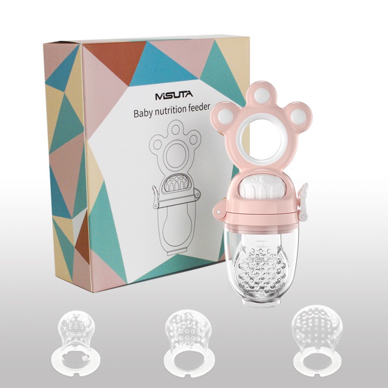 Túi nhai ăn dặm cho bé Misuta nhiều màu cao cấp 1 set 3 núm 3 size Bunakids AD34