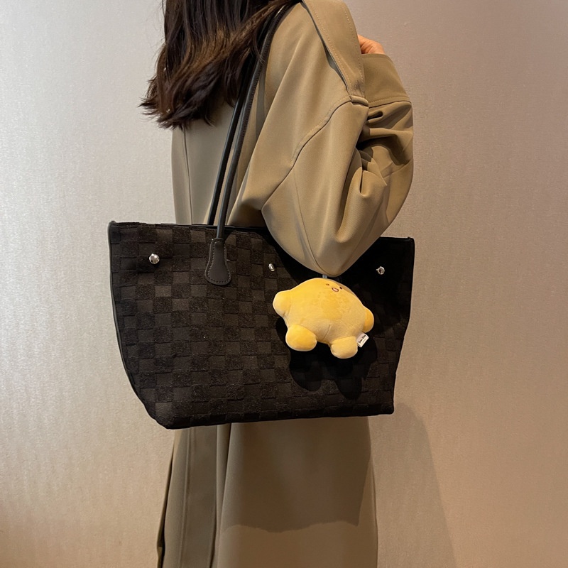 Túi Đeo Vai Sức Chứa Lớn Họa Tiết Sọc Caro Thời Trang Cho Nữ