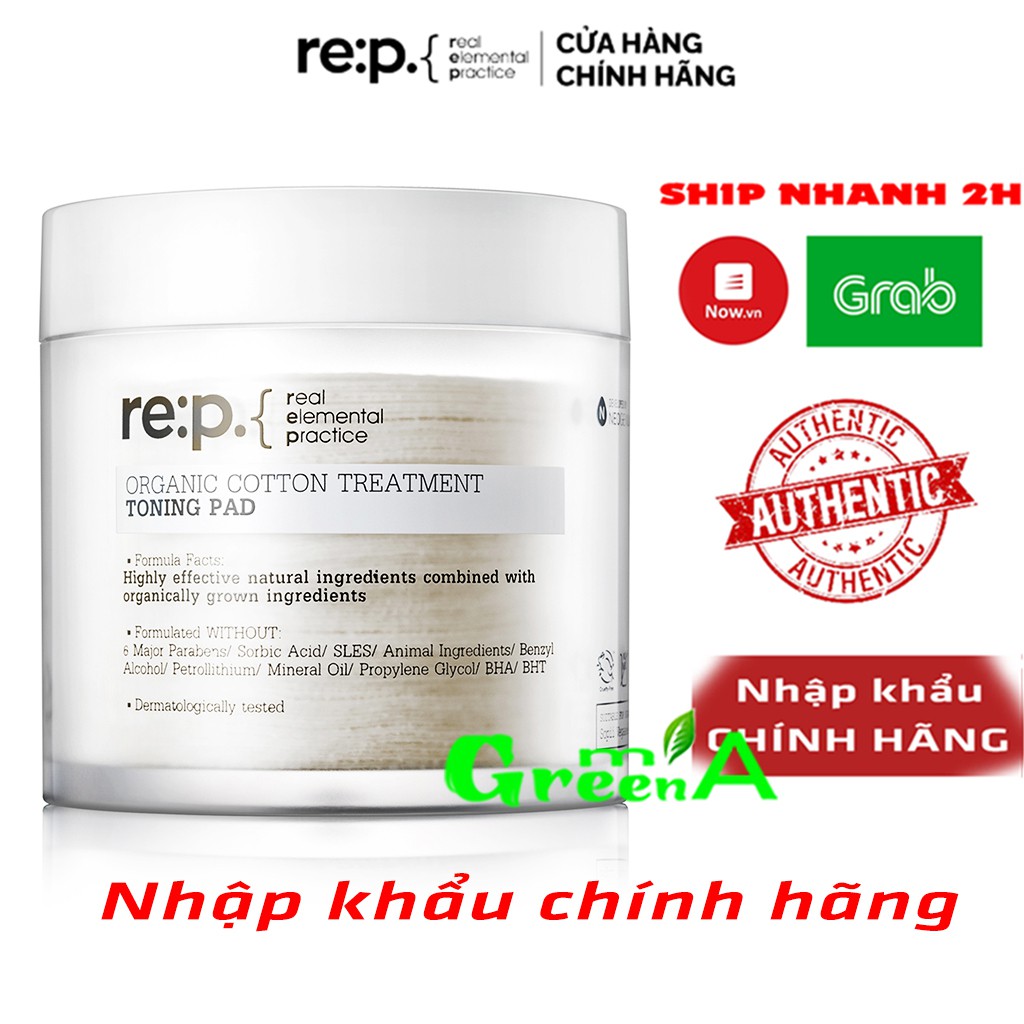 TONER REP Toner Tẩy Da Chết Phục Hồi Da Sau Mụn RE:P Organic Cotton Treatment Toning Pad 90 Miếng [NHẬP KHẨU]