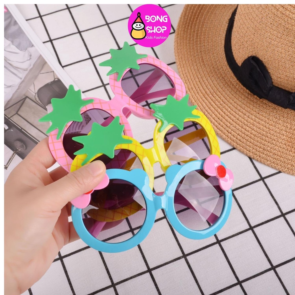 Kính trẻ em, Kính râm thiết kế hình HOA QUẢ xinh xắn dành cho bé Trai Bé Gái loại CAO CẤP