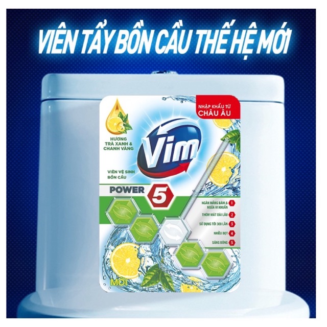 Viên tẩy bồn cầu Vim Power 5 hương trà xanh