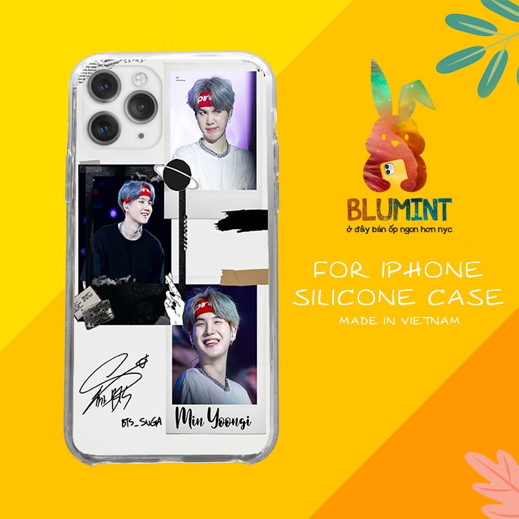 Ốp iphone Min Yoongi dễ thương cho iPhone 8 Plus 7Plus X XR Xs Max 6 6s Plus 11 Pro Max BLUYMIN0012