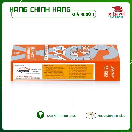 [CHÍNH HÃNG 100%]_Bao Cao Su SAGAMI LOVE ME ORANGE Siêu Mỏng Chính Hãng Nhật Bản Hộp 10c, tăng cường khoái cảm tình nồng