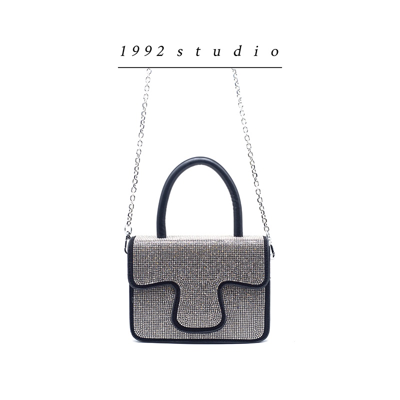 Túi xách nữ/ 1992 s t u d i o / RACHID BAG / màu đen phối hạt lấp lánh