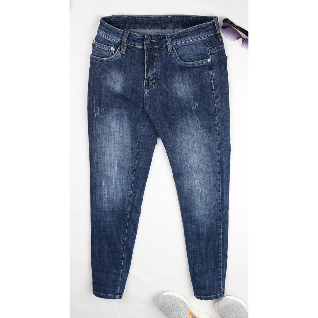 Quần Jean Nam Xanh Đen X0103 Không Ra Màu Quần Dài Cao Cấp Chất Bò Dày Co Giãn Tốt Dáng Slimfit