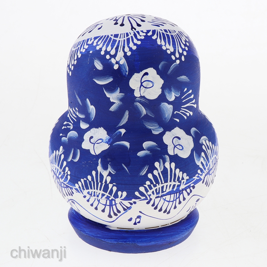 Búp bê nga Matryoshka vẽ bằng tay màu xanh dương