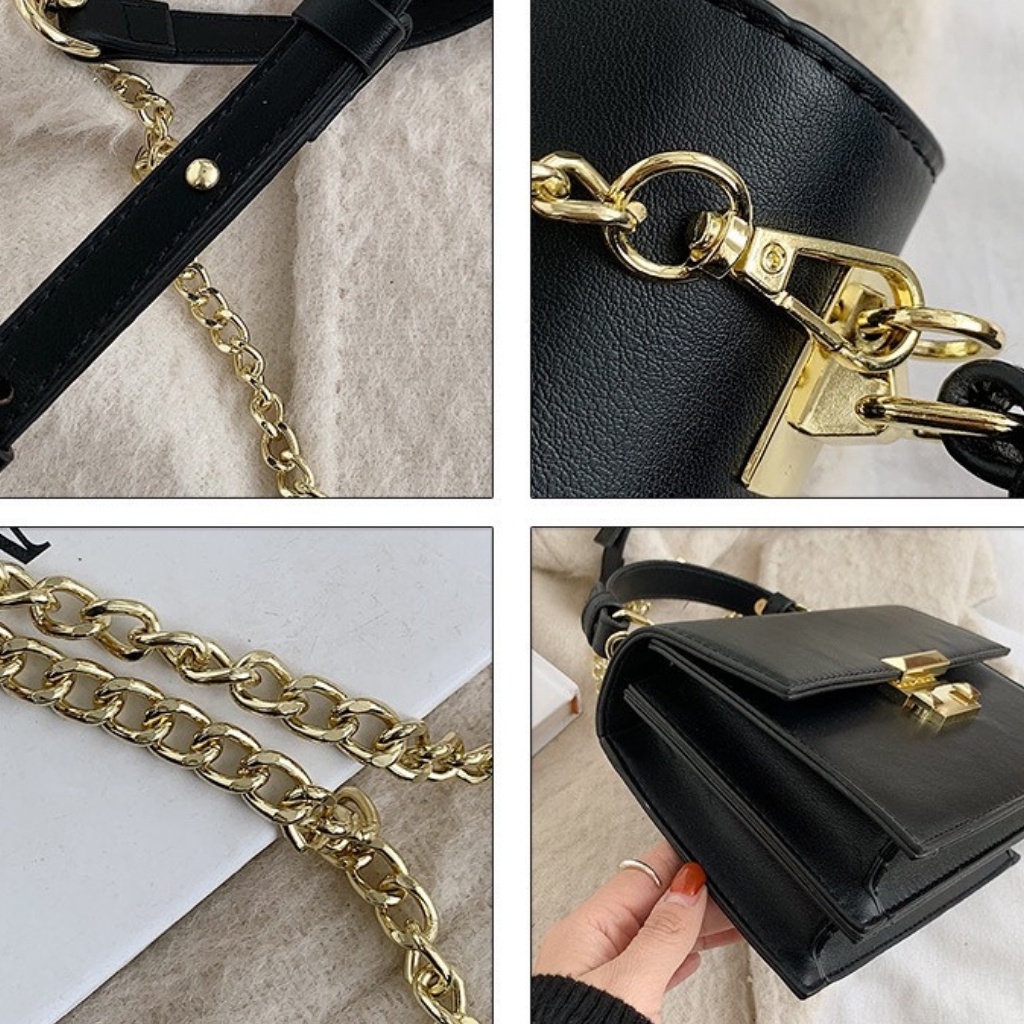 Túi xách, túi xách nữ công sở da mịn khoá gài size 20 - TXN026