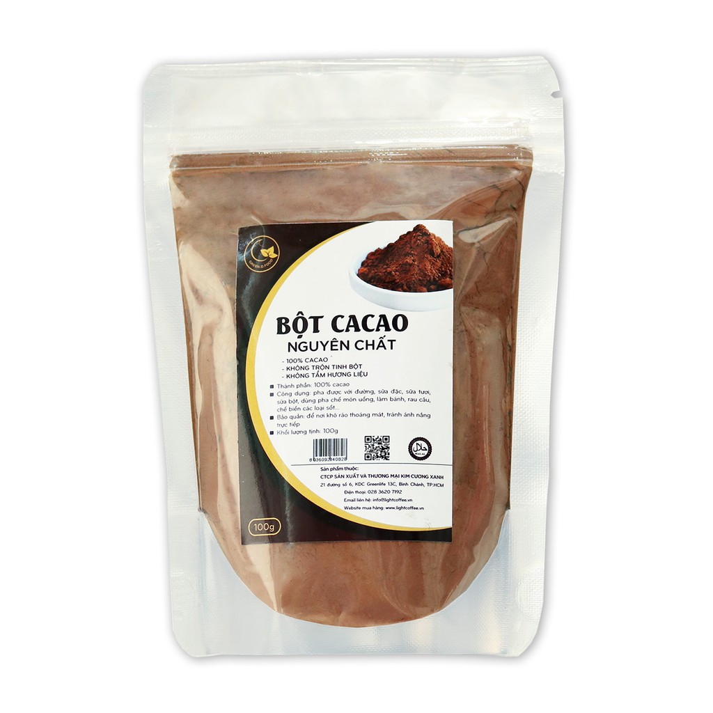Combo ca cao nguyên chất 100% gói 100g + Túi thơm cà phê khử mùi 50g Light Coffee