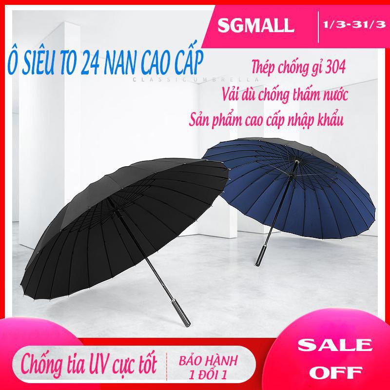 Ô Siêu To Nan Siêu Cứng 24 Nan,Cứng Cáp Vải Dày Dặn ,Bền,Đẹp Có Quai Đeo Tiện Lợi Bảo Hành Uy Tín