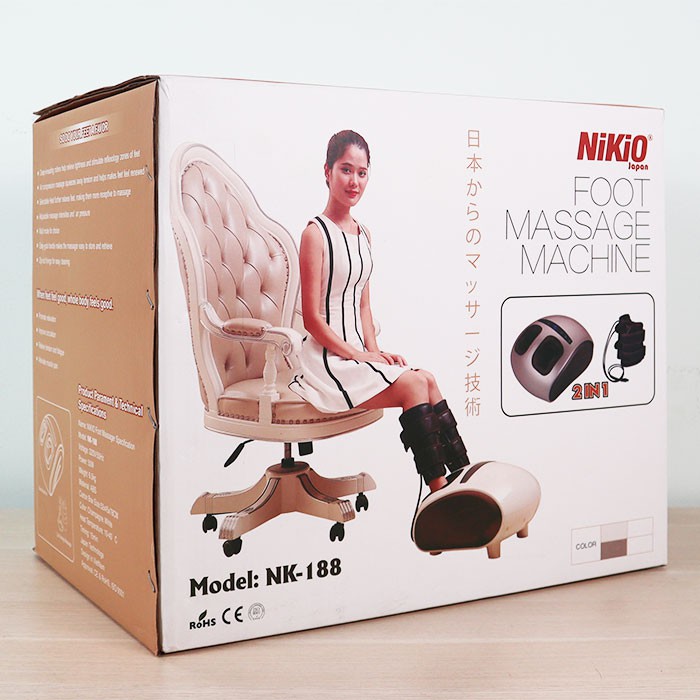 Máy massage chân và bắp chân có túi khí Nhật Bản Nikio NK-188 Hỗ Trợ Trị Suy Giãn Tĩnh Mạch BH 2 năm