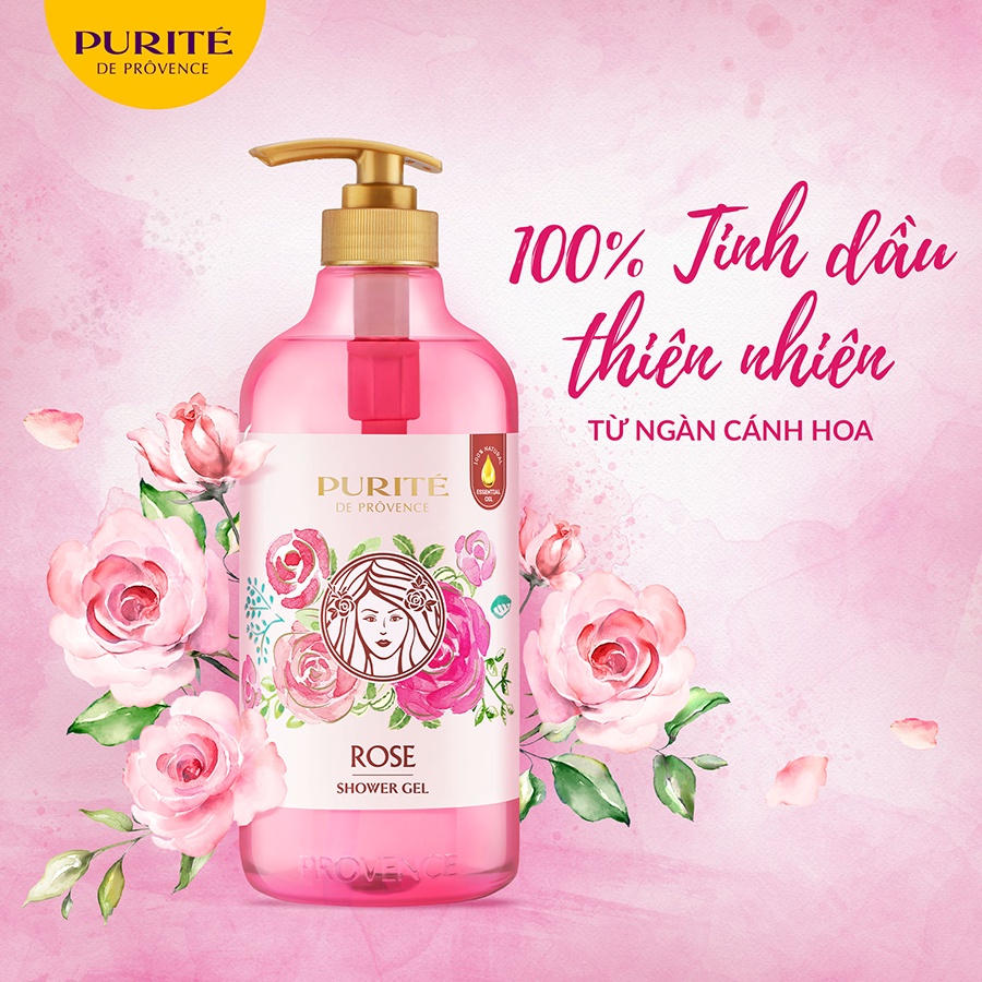 Sữa Tắm Thiên Nhiên Purité Hoa Hồng 850ml