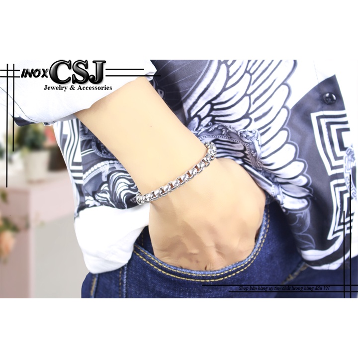 Lắc tay inox nam kiểu ống trúc 7mm sáng, đẹp, không đen - Thể hiện đẳng cấp phái mạnh